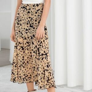 & Other Stories Floral Yellow Long Skirt